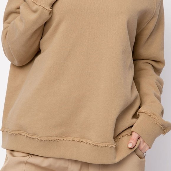 ATM Off-the-Shoulder Sweatshirt in Dune - Picture 4 of 4